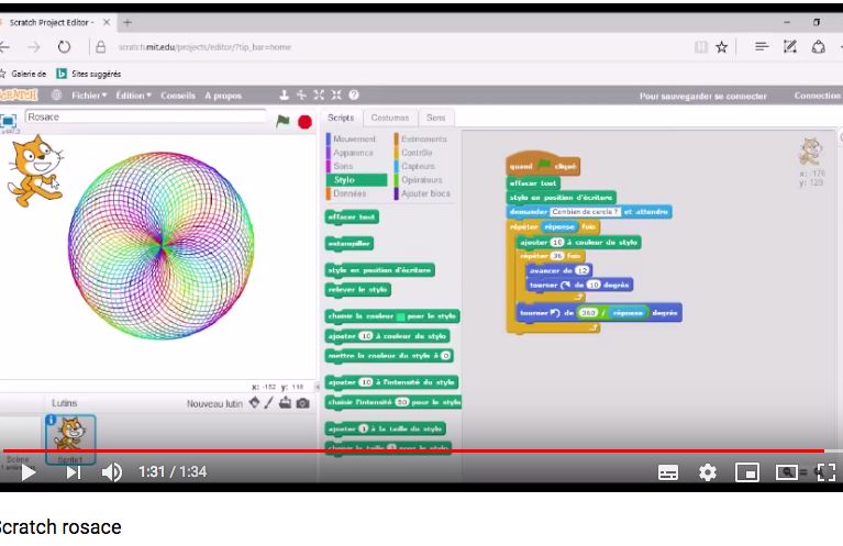 Scratch programming interface built by a STEMulus student