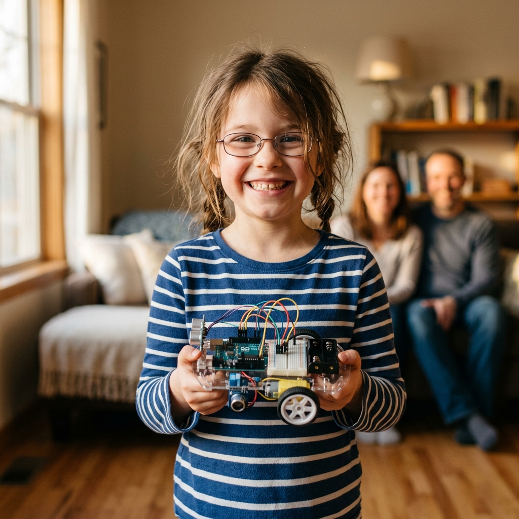 Kids building robots